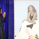 Former U.S. first lady Michelle Obama looks at her newly unveiled portrait during a ceremony at the Smithsonian’s National Portrait Gallery, on February 12, 2018 in Washington, DC.